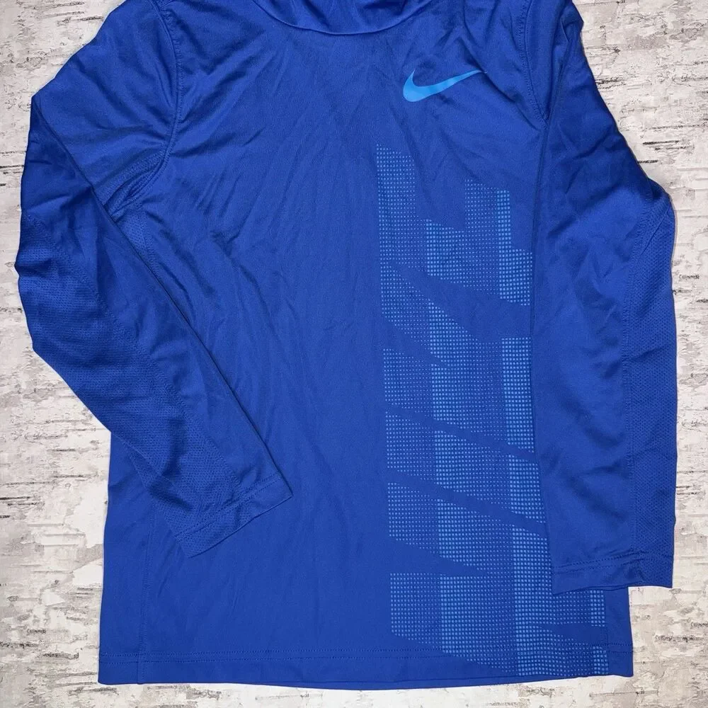 Nike Elite Long Sleeve Blue Dri-Fit Hoodie Boys Medium